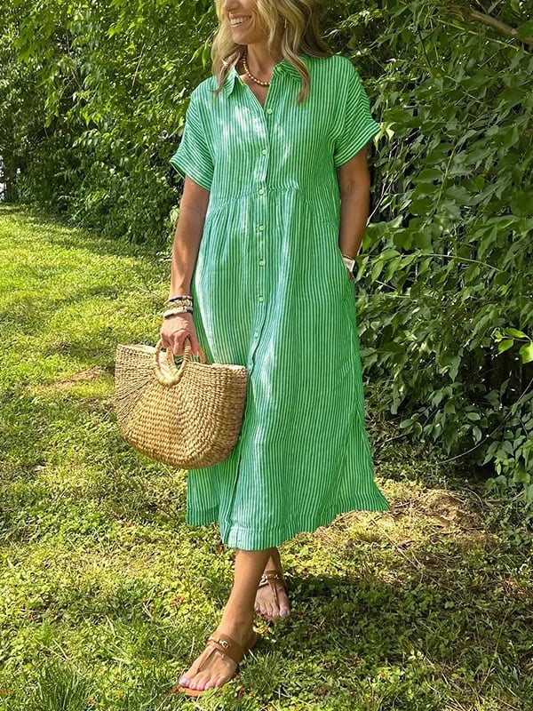Camicia Donna Lunga a Righe Elegante e Versatile per Estate - Camicette e Camicie Fashion 4