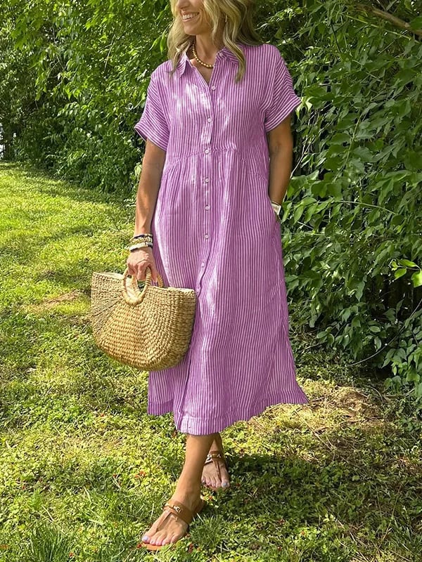 Camicia Donna Lunga a Righe Elegante e Versatile per Estate - Camicette e Camicie Fashion 5
