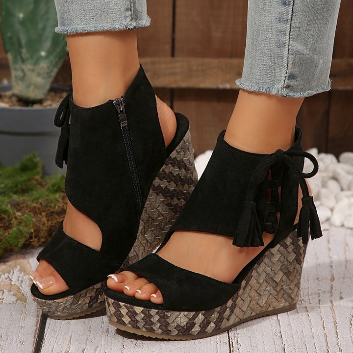 Sandali Donna con Zeppa Nappine Stile Bohémien Estivi Eleganti