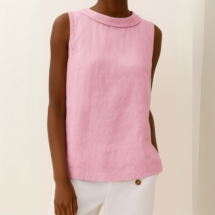 Canottiere Donna Elegante Senza Maniche con Colletto Arrotolato - Top Estivo Versatile per Ogni Occasione 6