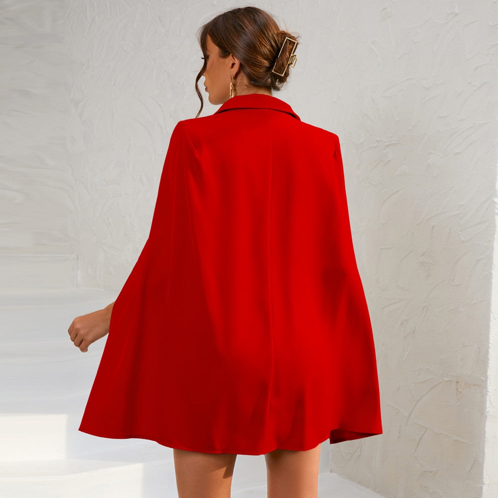 Abito Mini Cerimonia Donna con Mantella Elegante