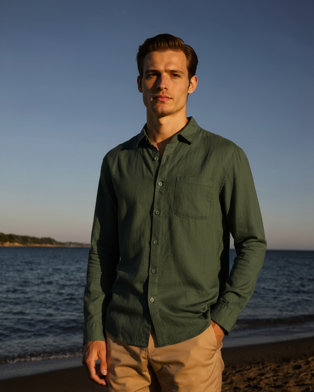 Camicia Uomo in Lino Traspirante Vestibilità Rilassata