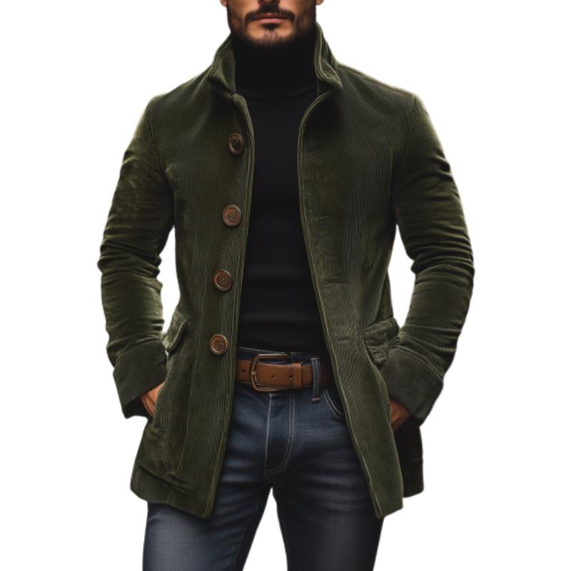 Cappotto Uomo Velluto a Coste Collo Alto Chiusura Bottoni - Vesarelli