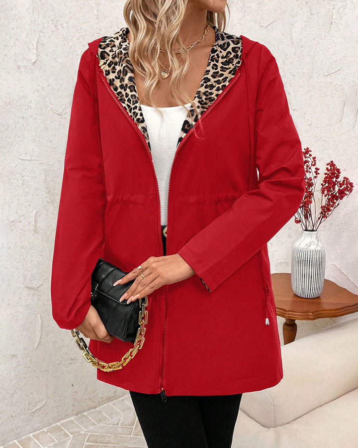 Cappotto Reversibile Donna Elegante con Stampa Leopardata per Stagione Calda 8