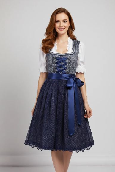 Abito Dirndl Donna Estivo Pizzo Grembiule Allacciatura Corpetto - Vesarelli