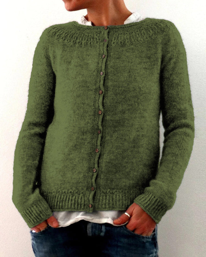 Cardigan Donna Girocollo Bottoni Lavorazione a Maglia - Vesarelli