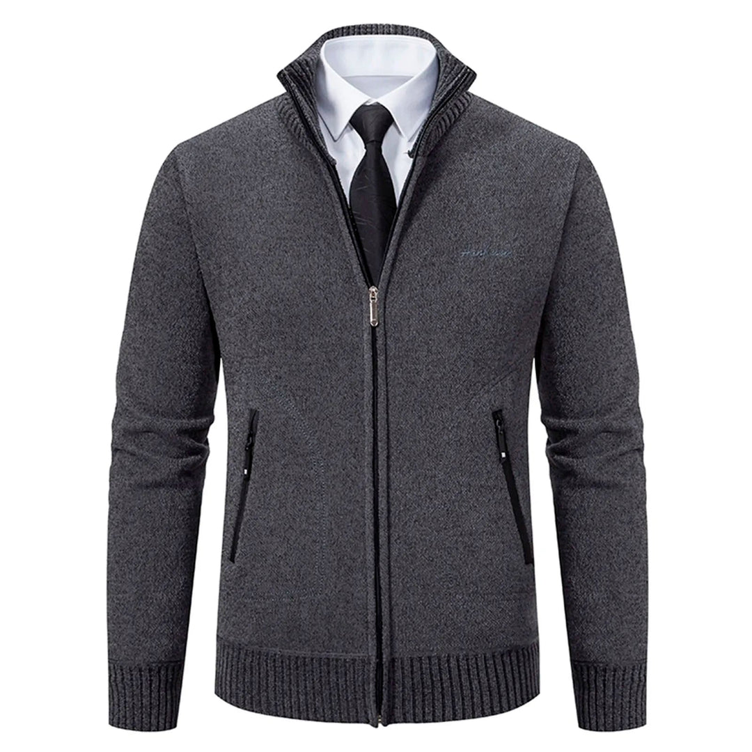 Cardigan lavorato a maglia da uomo - Misto lana - Collo alto con cerniera - Vestibilità su misura - Polsini a coste 11