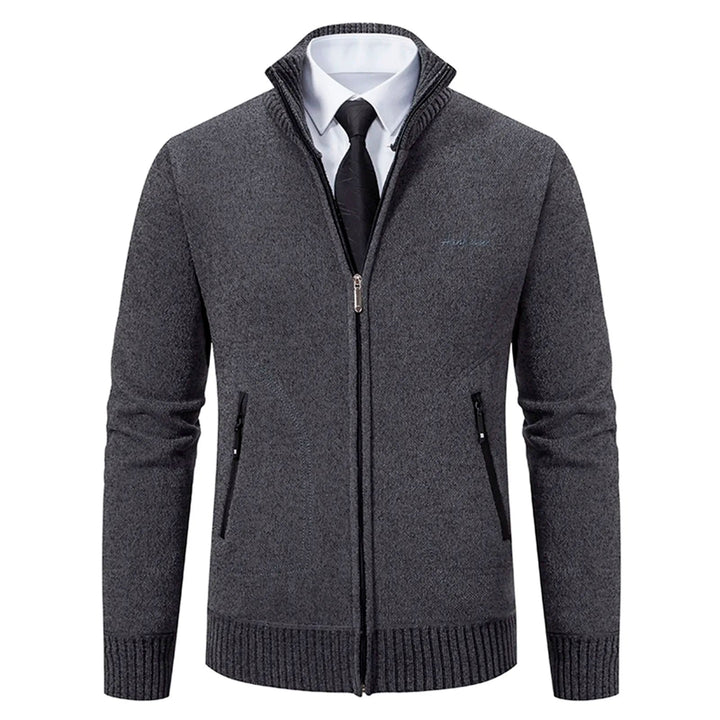 Cardigan lavorato a maglia da uomo - Misto lana - Collo alto con cerniera - Vestibilità su misura - Polsini a coste 11