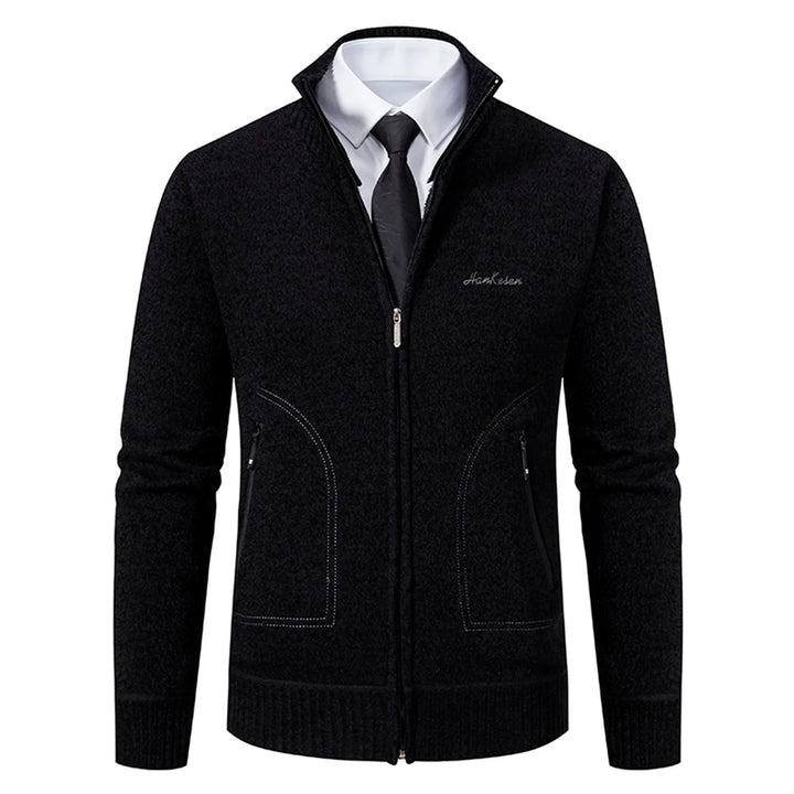 Cardigan lavorato a maglia da uomo - Misto lana - Collo alto con cerniera - Vestibilità su misura - Polsini a coste 2