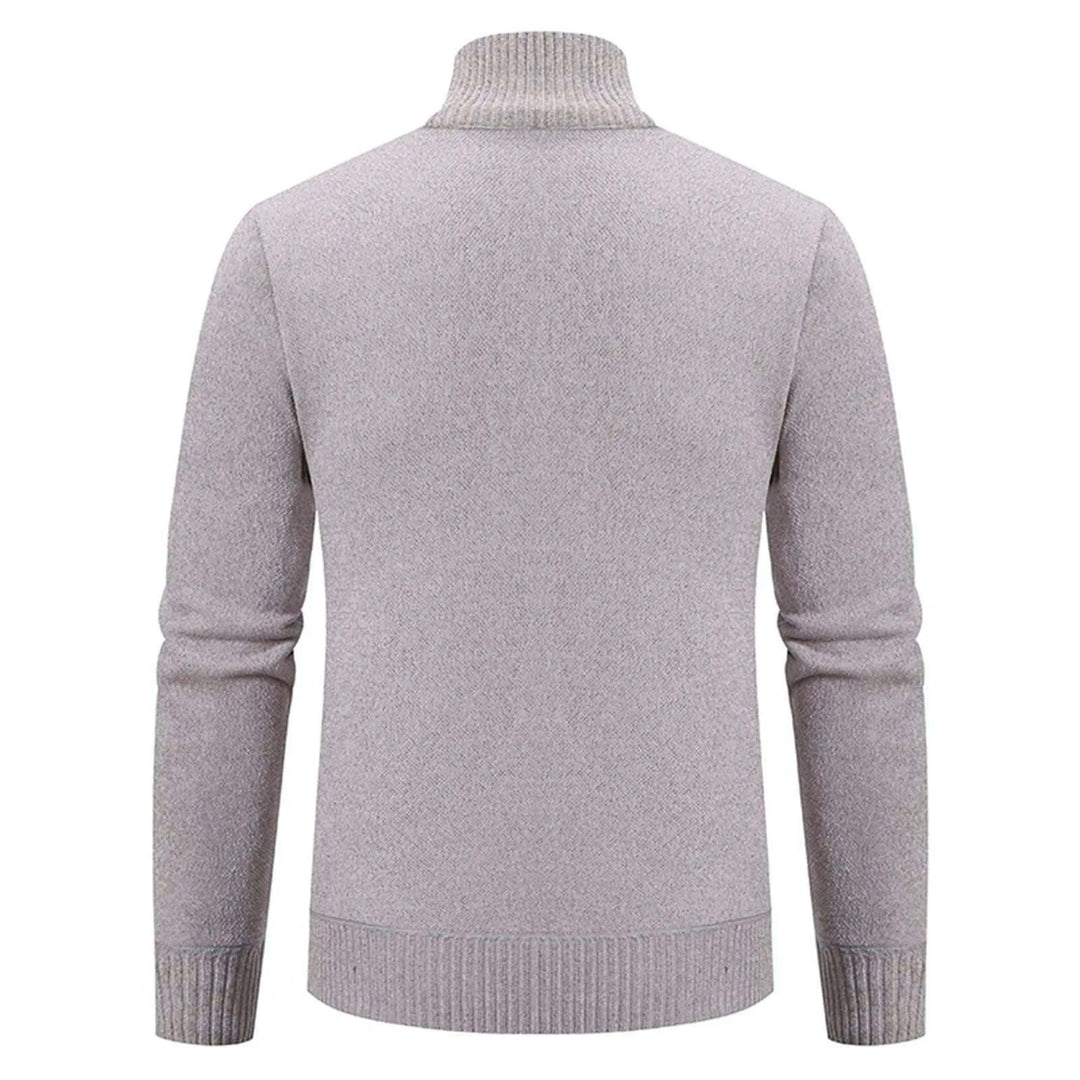 Cardigan lavorato a maglia da uomo - Misto lana - Collo alto con cerniera - Vestibilità su misura - Polsini a coste 5