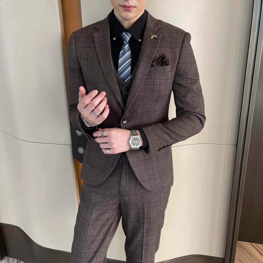 Carlo | Completo Uomo Tre Pezzi Slim Fit a Quadri 1