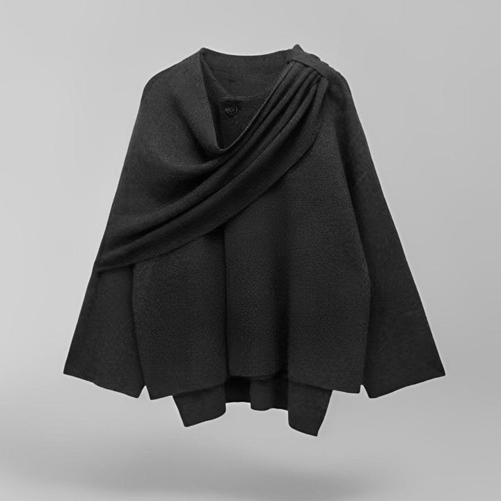 Carmela | Elegante Cappotto Donna Asimmetrico a Mantella in Grigio 0