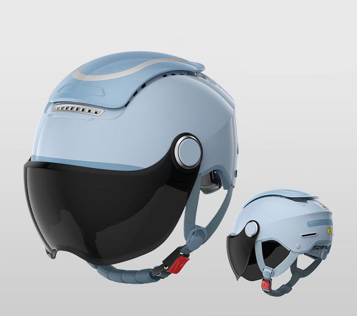 Casco da moto elettrico - Casco estivo da scooter aperto a doppia lente per uomo e donna, stile jet traspirante con protezione dal vento 3