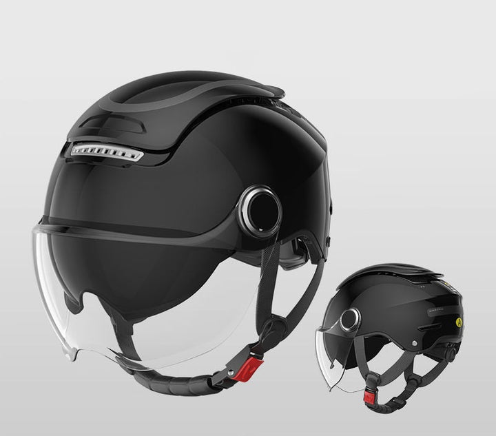 Casco da moto elettrico - Casco estivo da scooter aperto a doppia lente per uomo e donna, stile jet traspirante con protezione dal vento 4