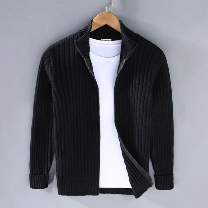 Cavira | Cardigan Maglia Autunnale con Zip Nero