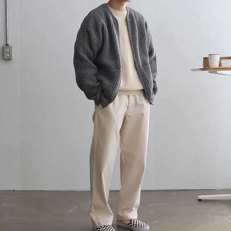Cavolo | Cardigan con Zip e Collo Alto Grigio