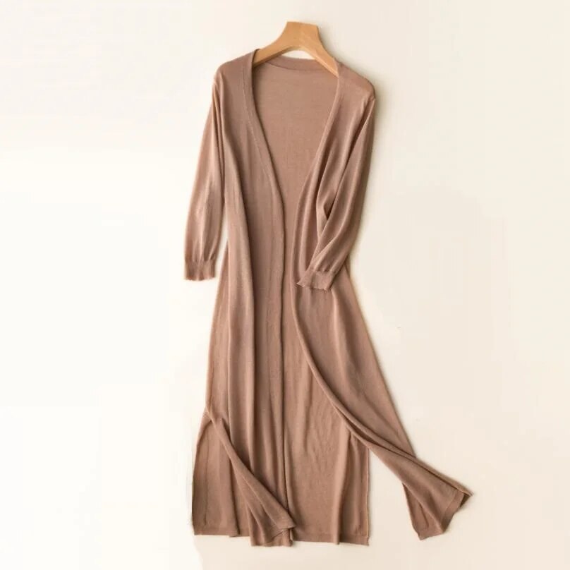 Celina | Elegante cardigan lungo da donna lavorato a maglia 1