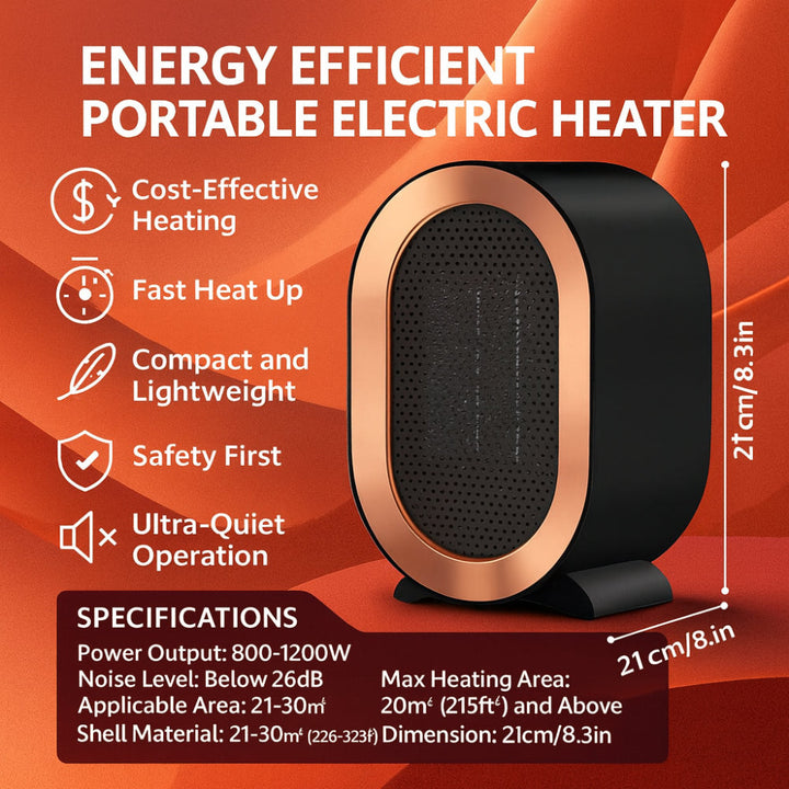 CeramiHeat | Riscaldatore portatile in ceramica compatto ed elegante per uso domestico e in ufficio 1