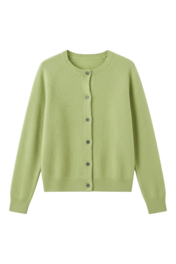 Cardigan Donna Lana Merino Bottoni Scollo Rotondo Mezza Stagione