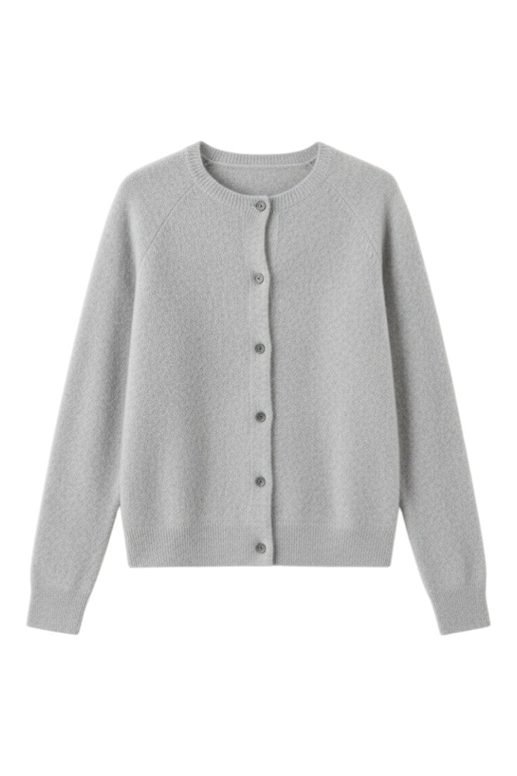 Cardigan Donna Lana Merino Bottoni Scollo Rotondo Mezza Stagione
