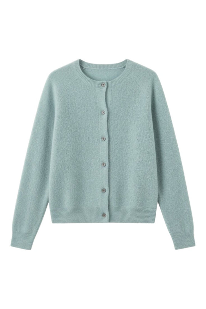 Cardigan Donna Lana Merino Bottoni Scollo Rotondo Mezza Stagione