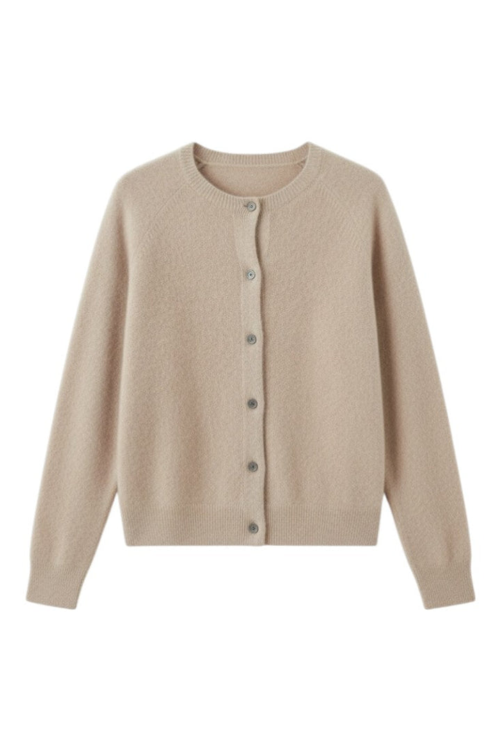 Cardigan Donna Lana Merino Bottoni Scollo Rotondo Mezza Stagione
