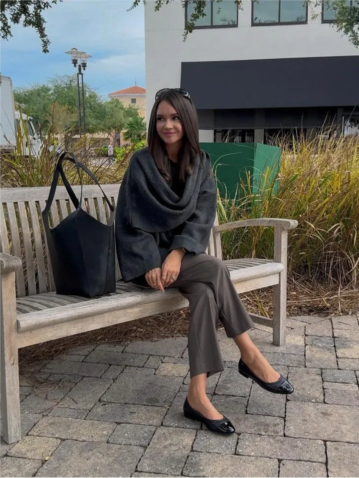 Cappotto Donna con Collo a Scialle Vestibilità Elegante