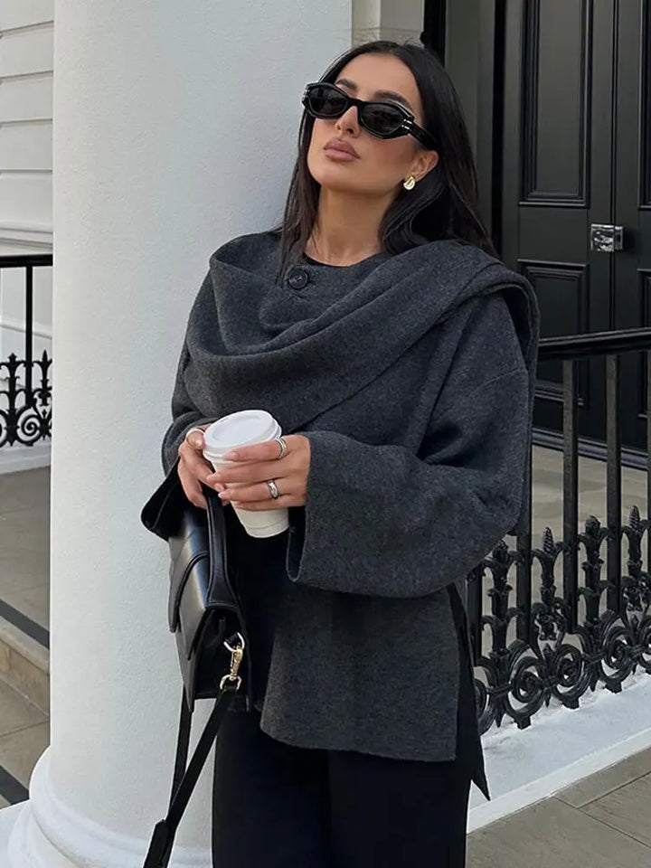 Cappotto Donna con Collo a Scialle Vestibilità Elegante
