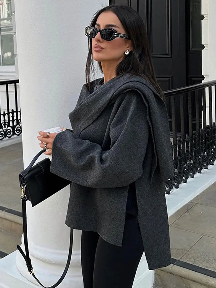Cappotto Donna con Collo a Scialle Vestibilità Elegante
