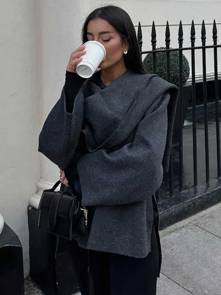 Cappotto Donna con Collo a Scialle Vestibilità Elegante