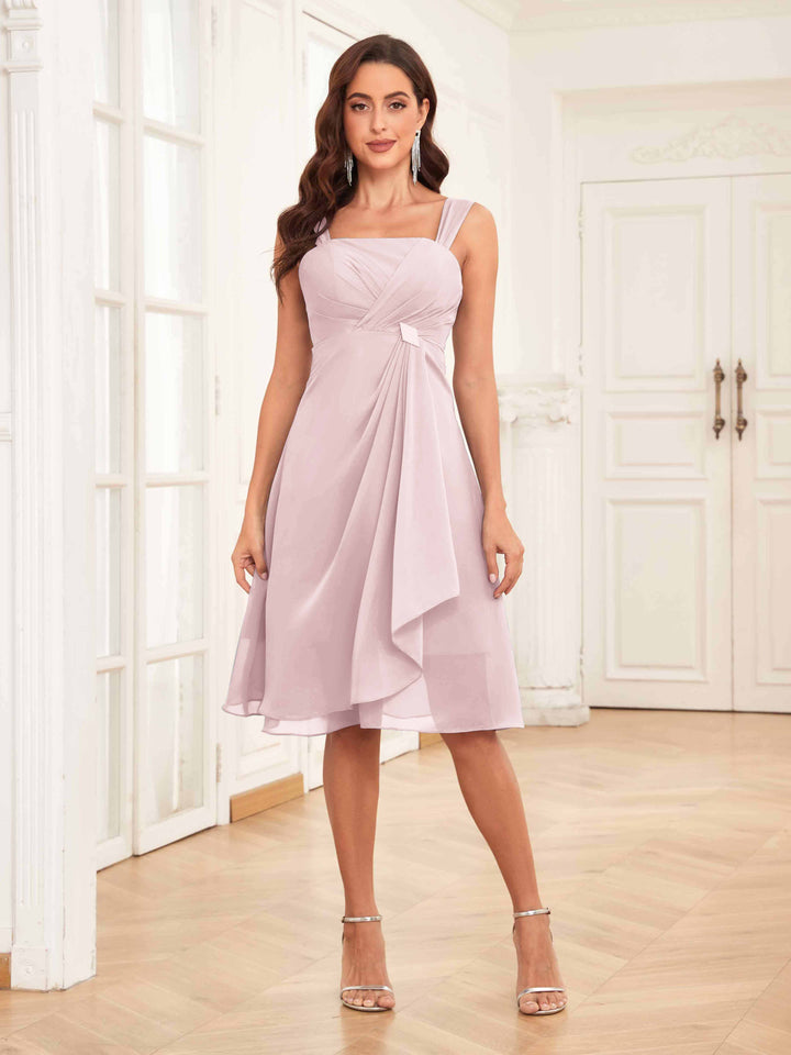 Abito Midi Donna Cerimonia Chiffon con Ruches