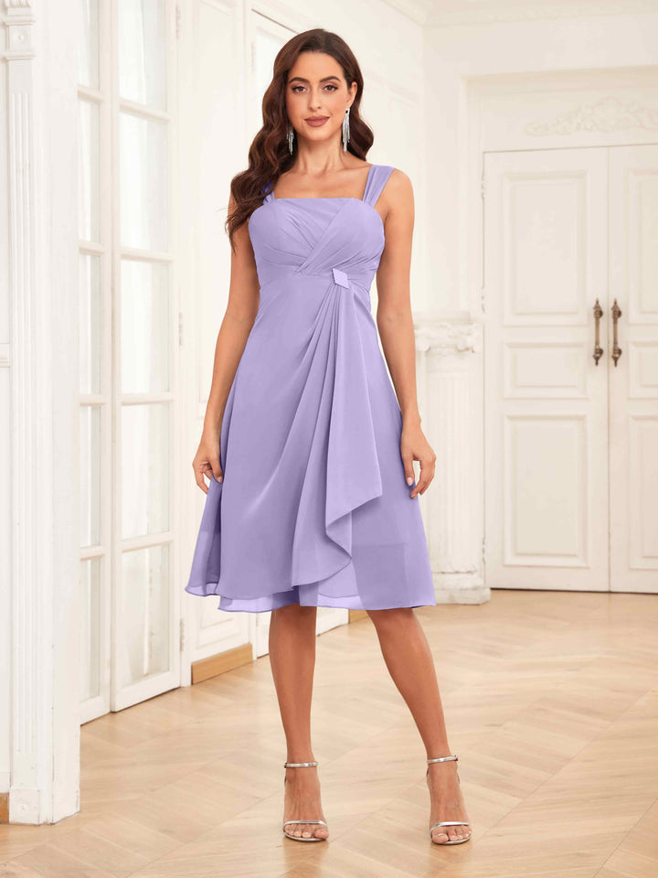 Abito Midi Donna Cerimonia Chiffon con Ruches