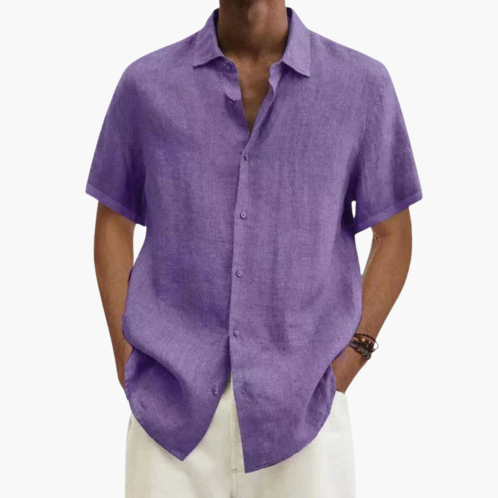 Camicia Uomo Manica Corta Elegante Slim Fit
