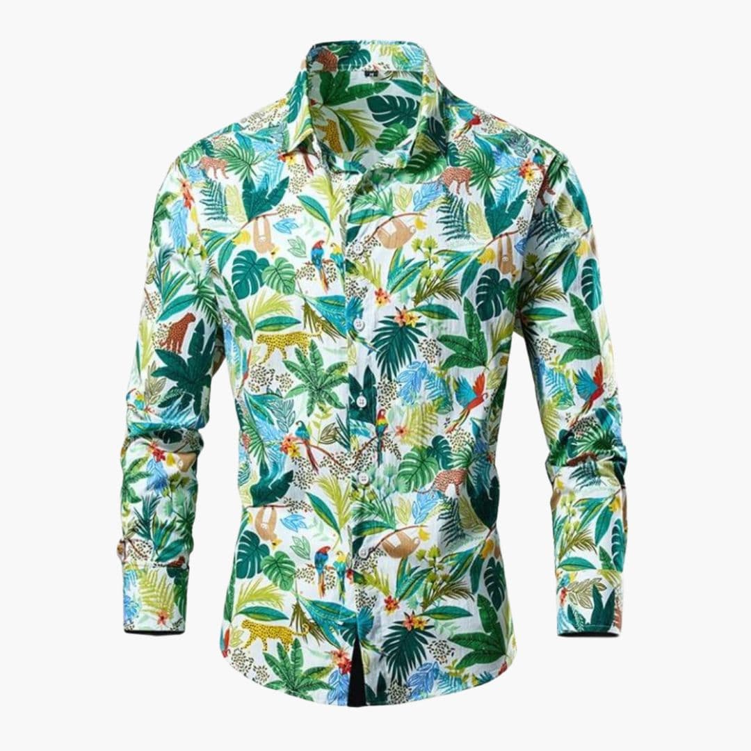Camicia Uomo Stampa Floreale Vestibilità Classica