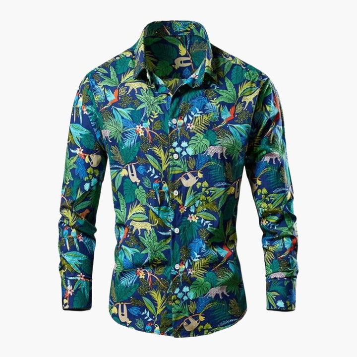 Camicia Uomo Stampa Floreale Vestibilità Classica
