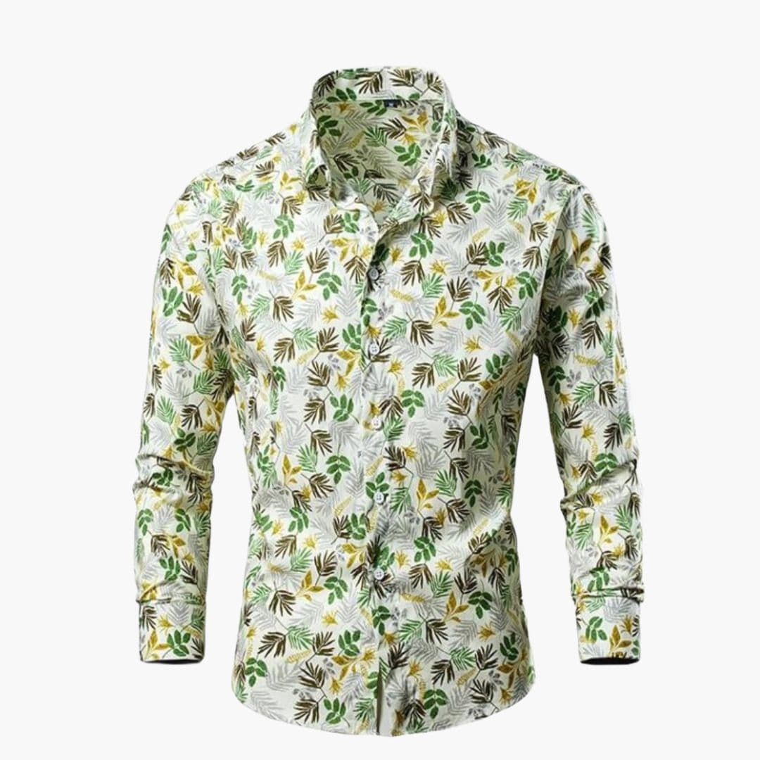Camicia Uomo Stampa Floreale Vestibilità Classica