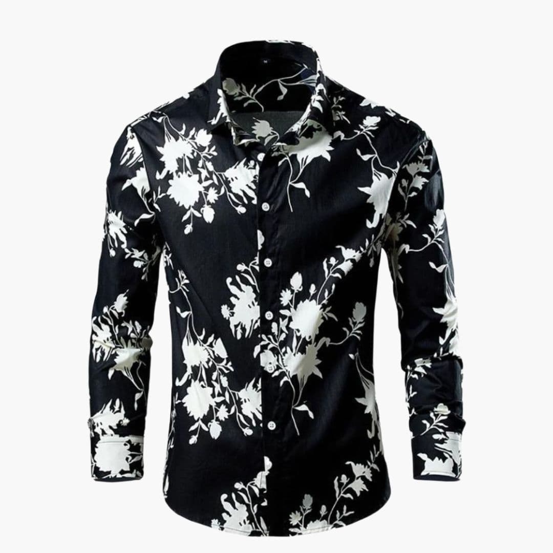 Camicia Uomo Stampa Floreale Vestibilità Classica