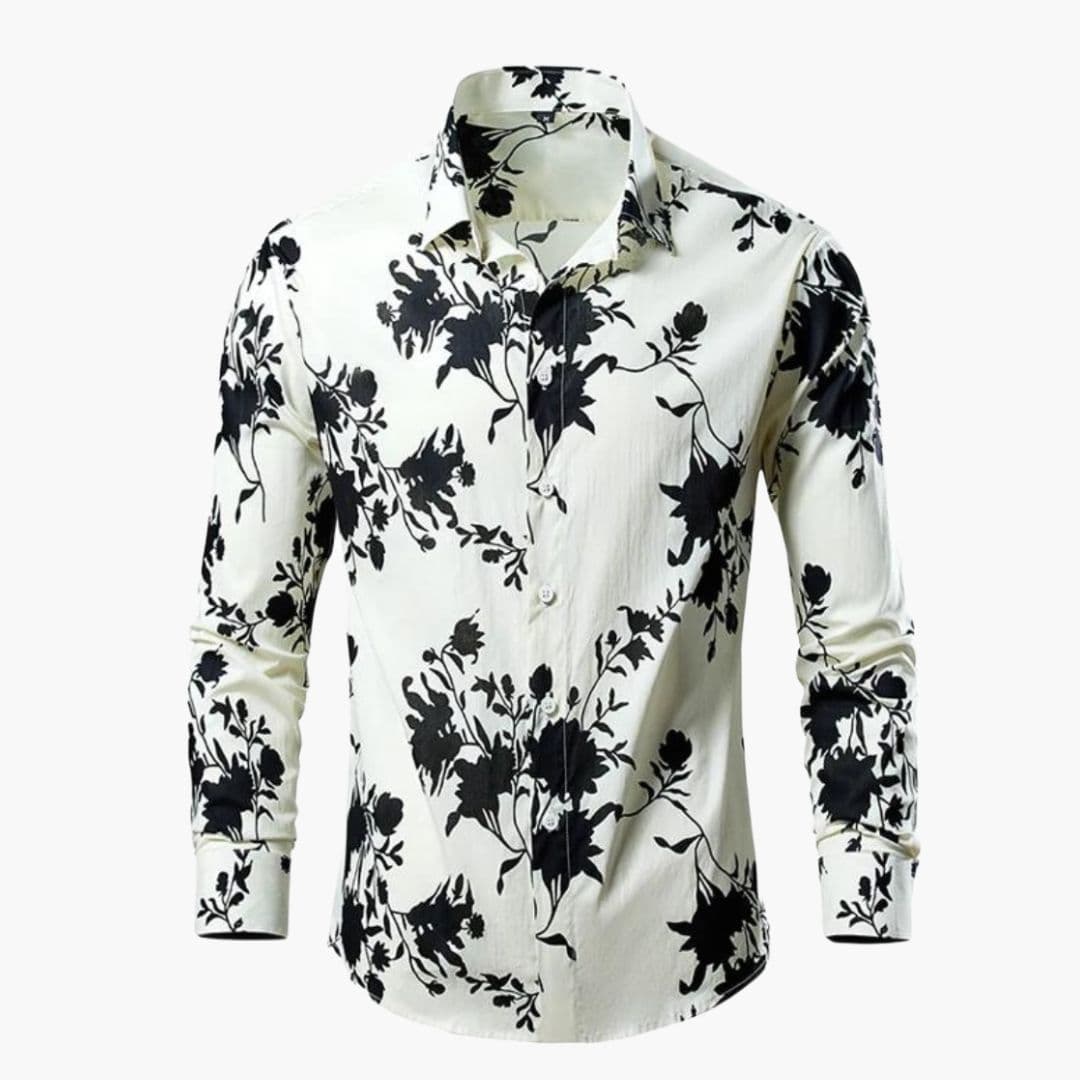 Camicia Uomo Stampa Floreale Vestibilità Classica