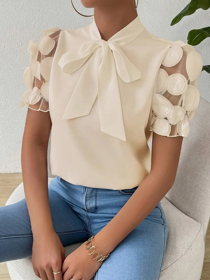 Blusa Donna Maniche 3D Fiocco Stile Romantico - Vesarelli