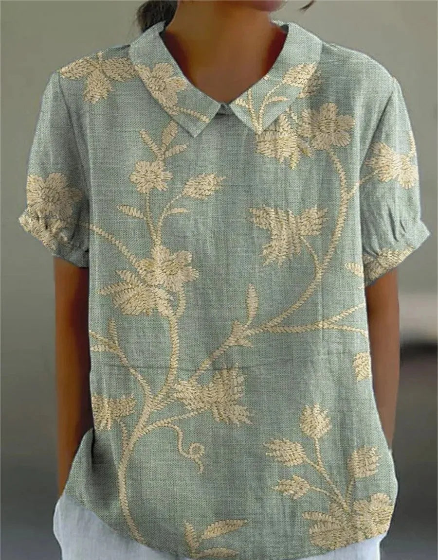 Blusa Donna Vintage in Tessuto Leggero Motivo Floreale - Vesarelli