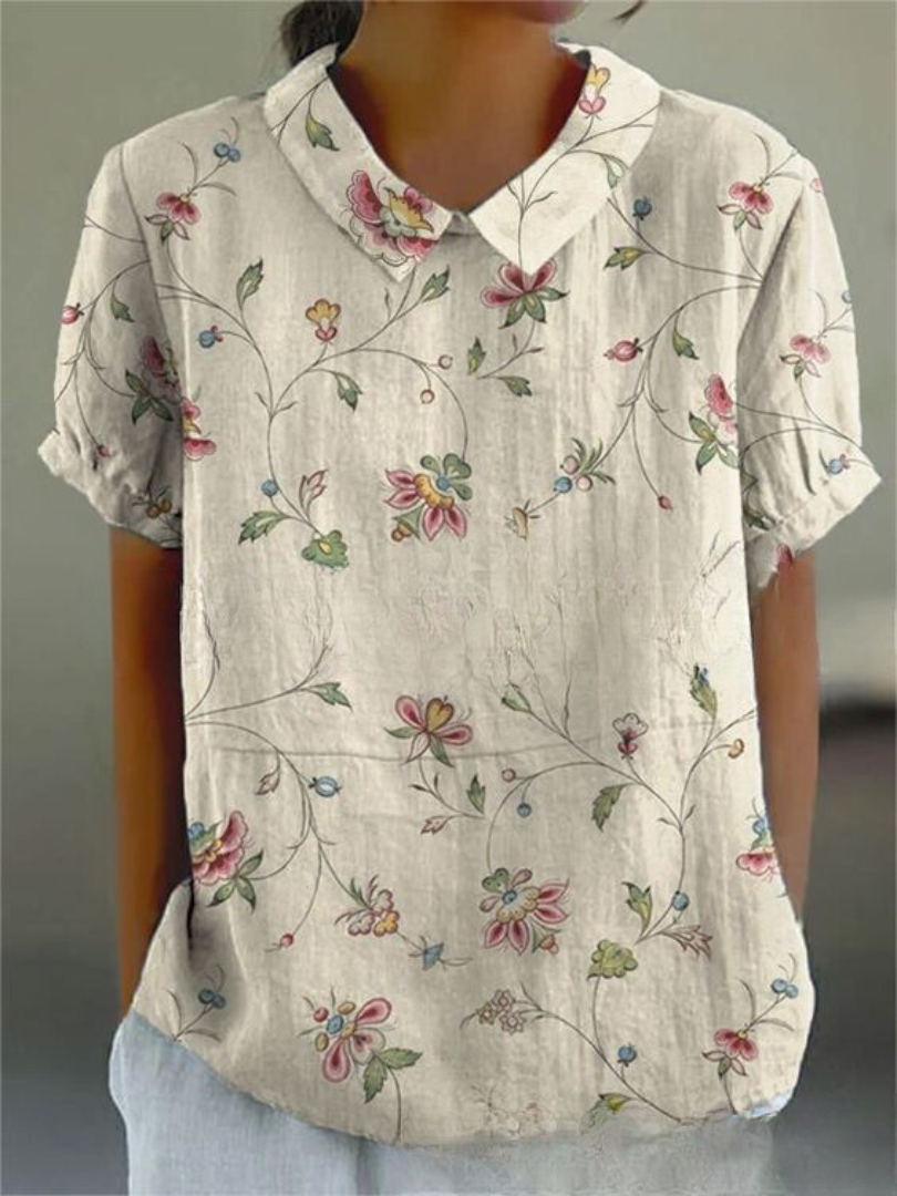 Chiara | Camicetta Donna Vintage a Maniche Lunghe con Stampa Floreale 10