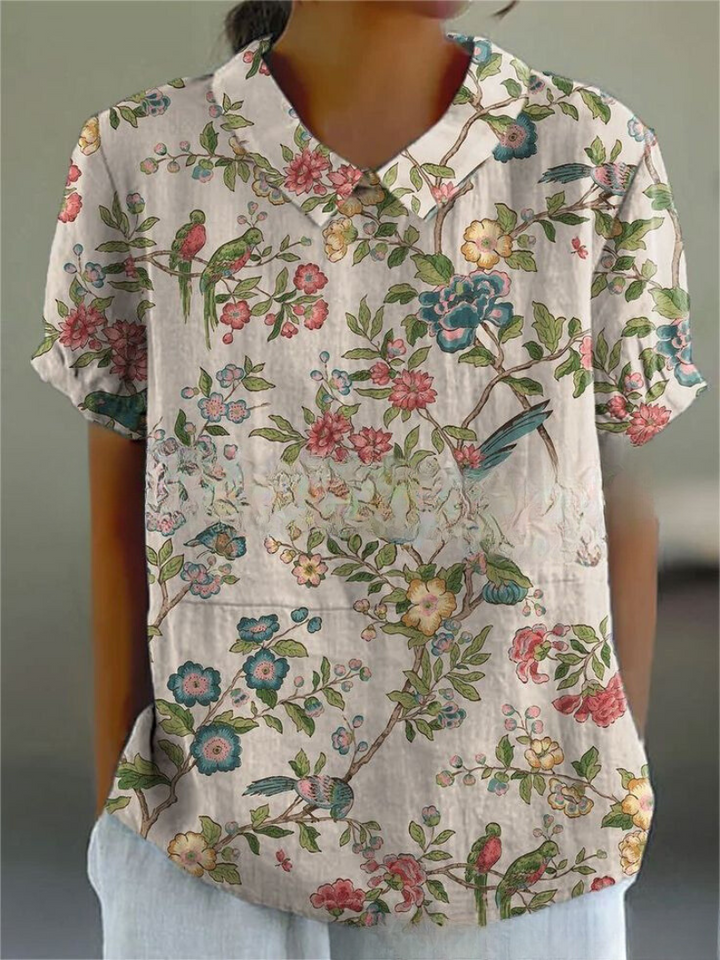 Chiara | Camicetta Donna Vintage a Maniche Lunghe con Stampa Floreale 12