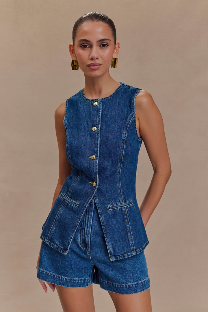 Completo Donna Denim e Shorts Vita Alta - Vesarelli