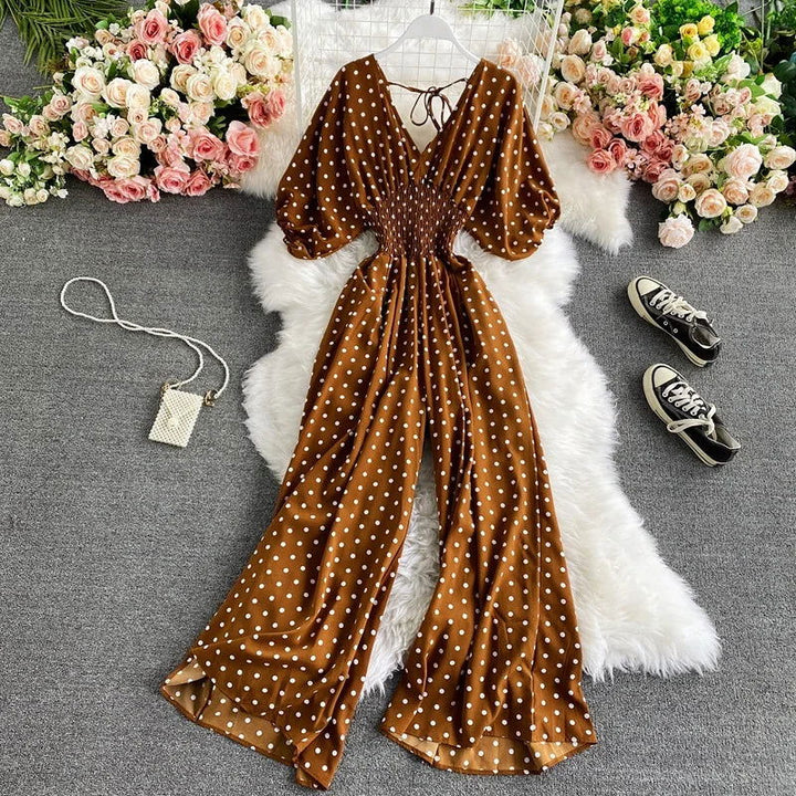 Chic Polka Dot Loose Fit Jumpsuit by FENNA - Lizabella Fashion -  -  - Chic Polka Dot Loose Fit Jumpsuit by FENNA - Lizabella Fashion - #tag1# - #tag2#