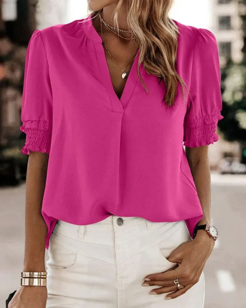 Camicetta Donna Scollo a V Estiva Leggera Chic - Vesarelli