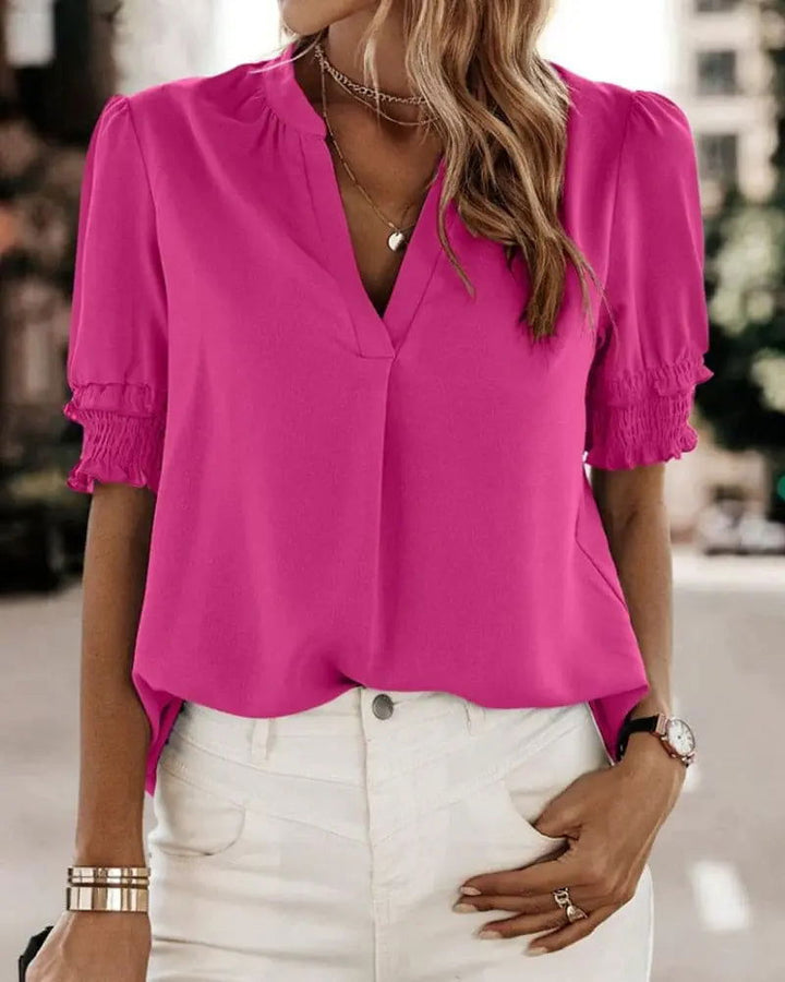 Camicetta Donna Scollo a V Estiva Leggera Chic - Vesarelli