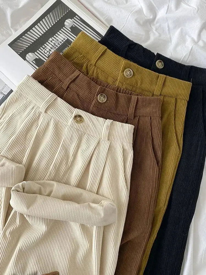 Pantaloni Donna Lana Vita Alta Stile Vintage Chic - Vesarelli