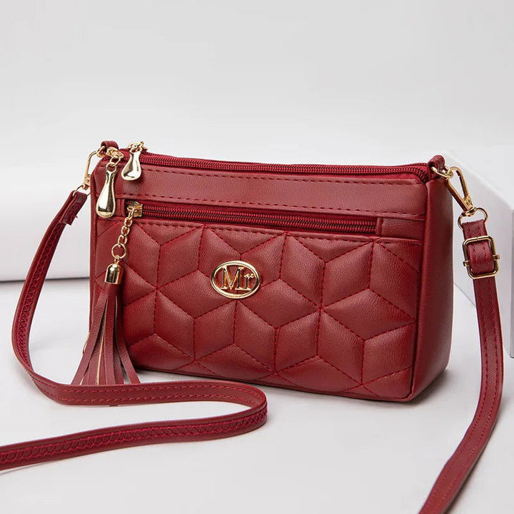 Chic Viola Double Zipper Crossbody Bag for Effortless Style - Lizabella Fashion -  -  - Chic Viola Double Zipper Crossbody Bag for Effortless Style - Lizabella Fashion - #tag1# - #tag2#