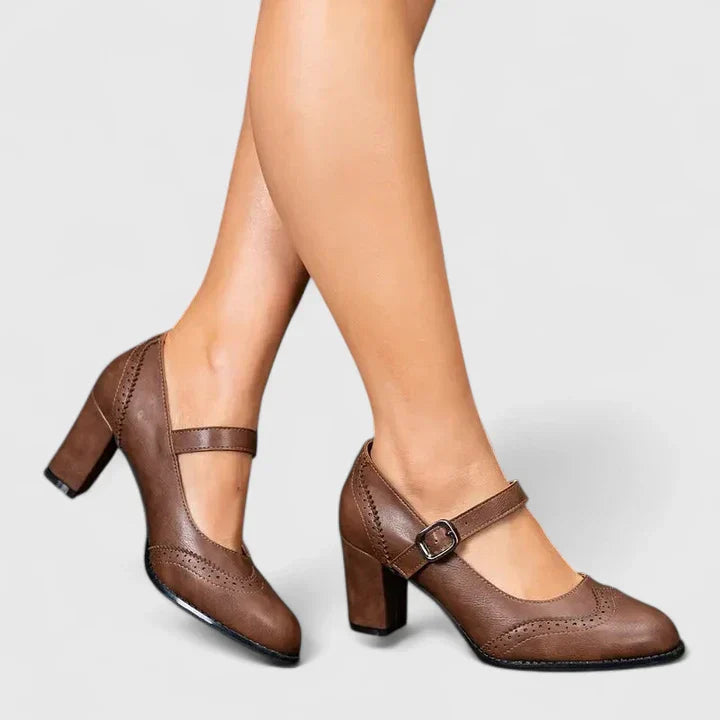 Clara | Scarpe Mary Jane Donna Primavera Tacco a Blocco Brogue Pelle 7
