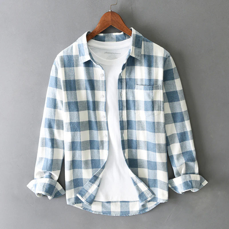 Camicia Uomo Classica Cotone Spazzolato Quadri